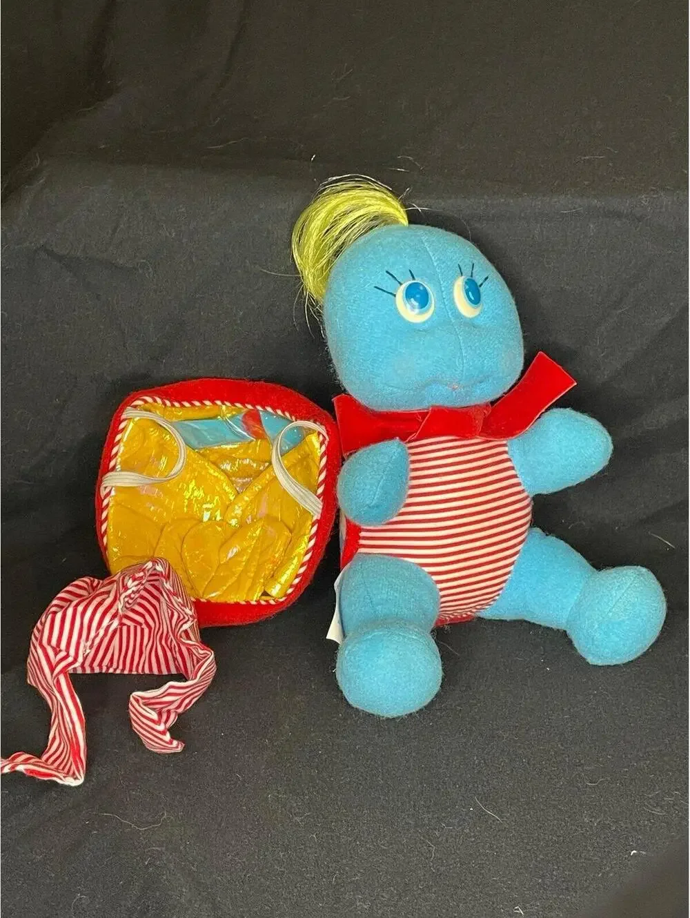 Vintage 1988 Hasbro Topsy Turtle Plush Doll w/ Backpack & Hat